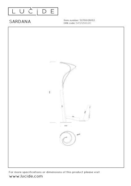 Lucide Premium SARDANA - Lampadaire - Ø 44 cm - LED Dim. - 1x28W 2700K - Or Mat / Laiton - technique